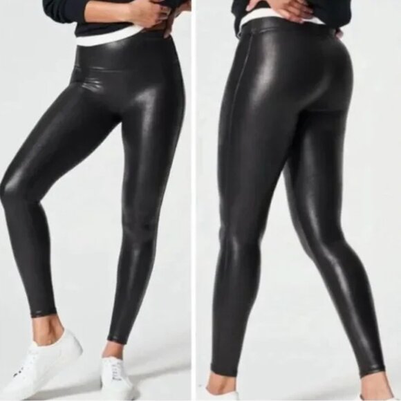 SPANX Faux Leather High Rise Black Leggings Size Small Label Removed - Picture 6 of 6